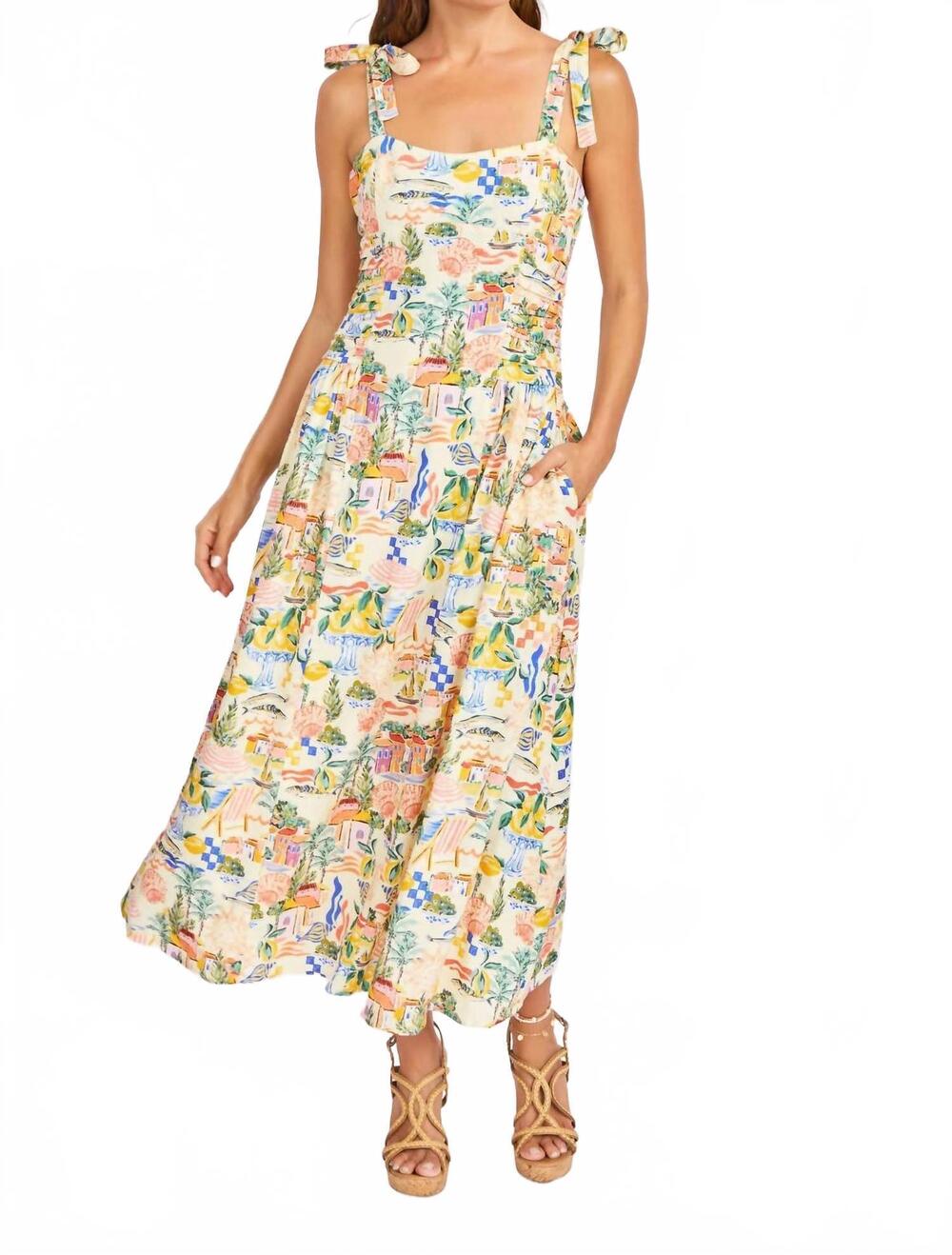 NEW SAGE THE LABEL nostalgic paradise dress in multi